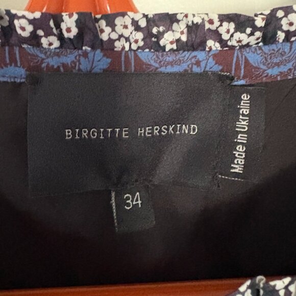 Birgitte Herskind Karla Dress Size 34 Liberty Fabric Blue Smocked Boho Midi - Picture 2 of 3